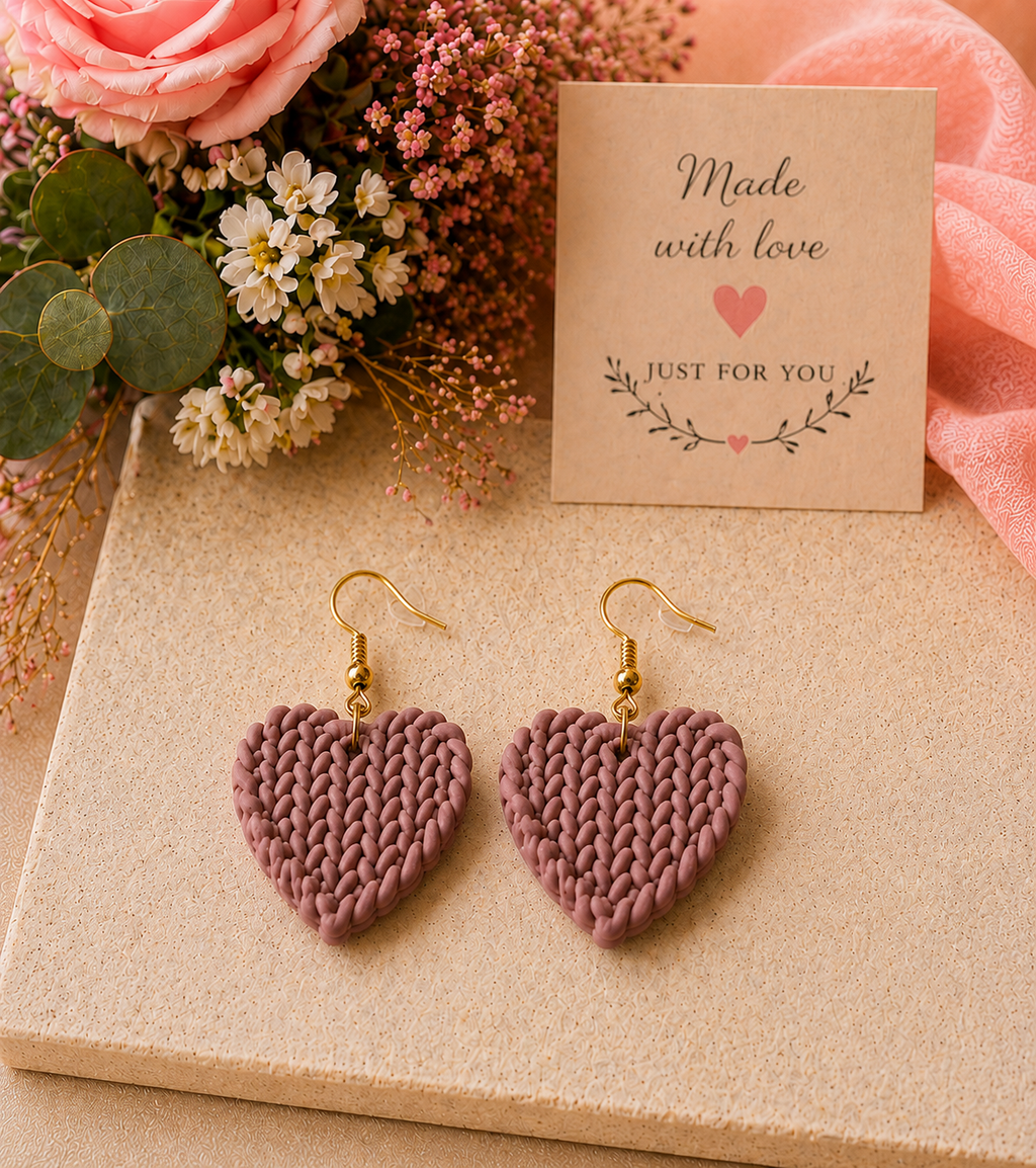 3D Heart Earrings