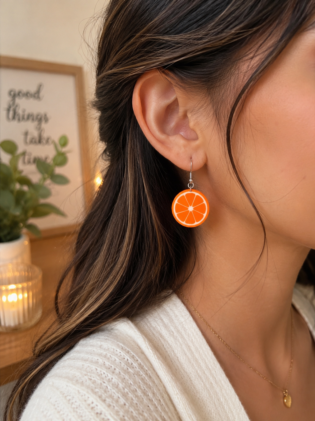 3D Lemon or Orange Earrings