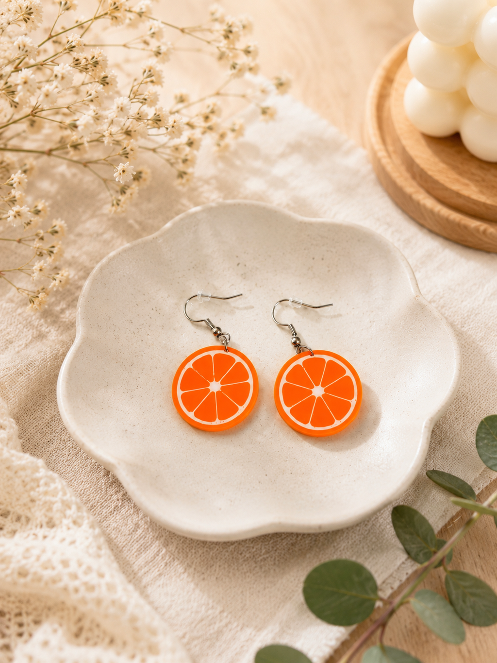 3D Lemon or Orange Earrings